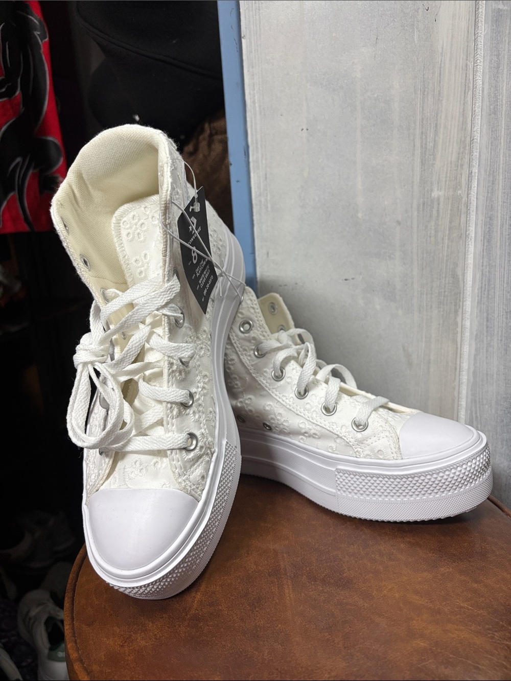 Converse Cream/White High-Top Platform Sneakers